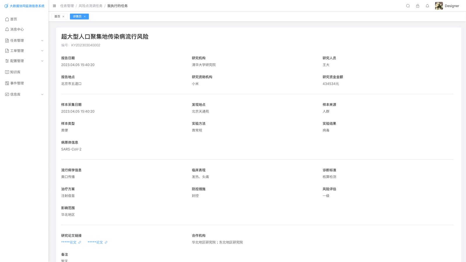 详情页：大数据协同监测信息系统 UI 设计稿