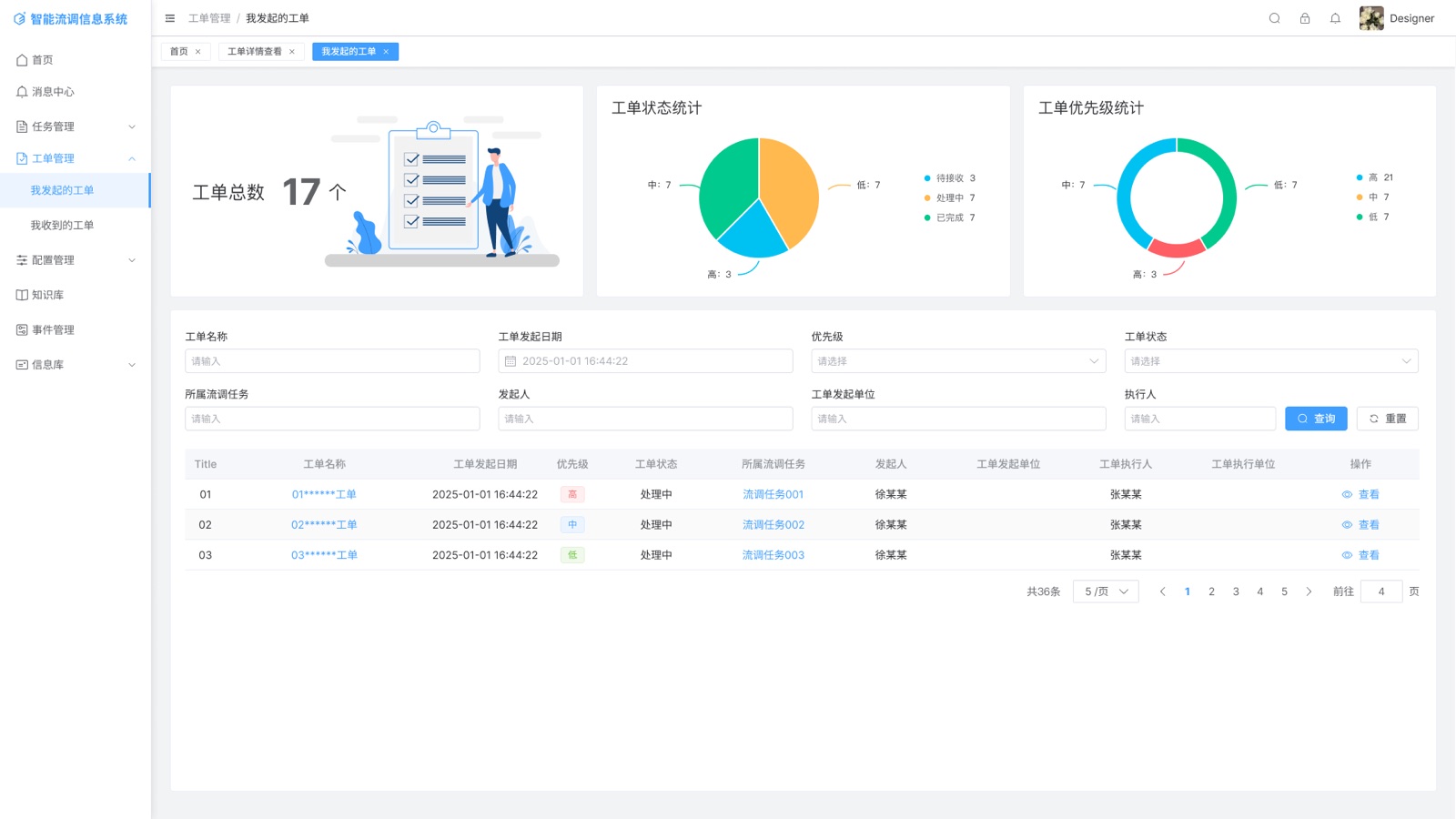 我发起的工单：智能流调信息系统 UI 设计稿